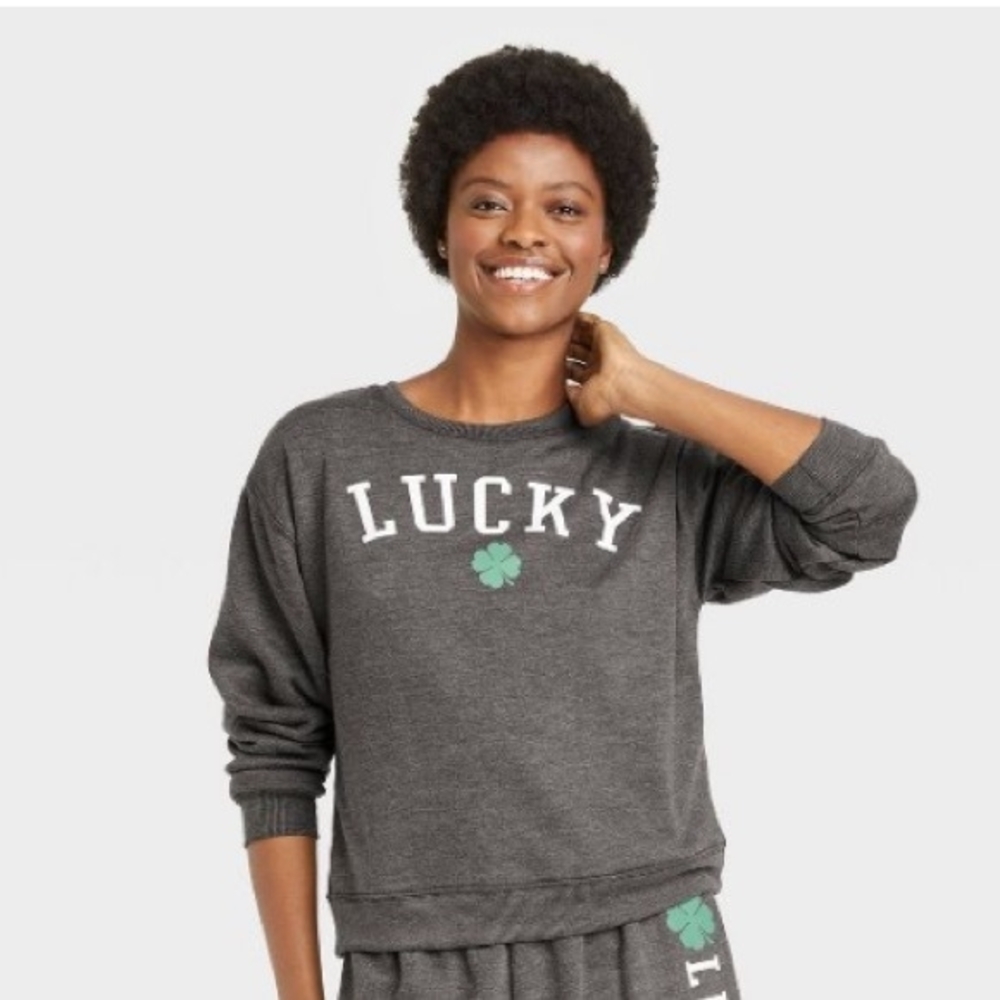Modern Lux Charcoal Sweatshirt with White and Green Details